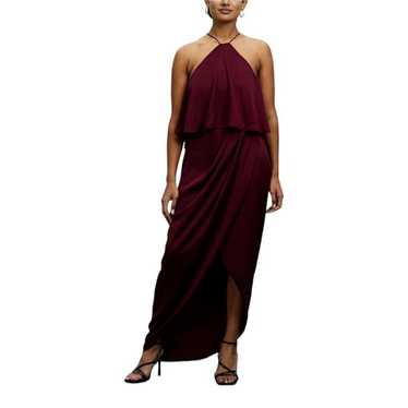 SHONA JOY Luxe Halter Frill Dress Size 8 in Garnet - image 1
