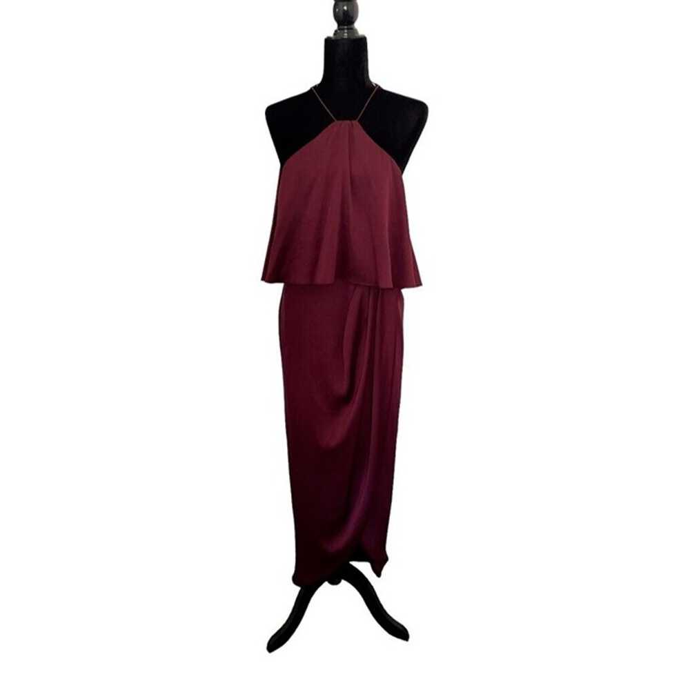 SHONA JOY Luxe Halter Frill Dress Size 8 in Garnet - image 2