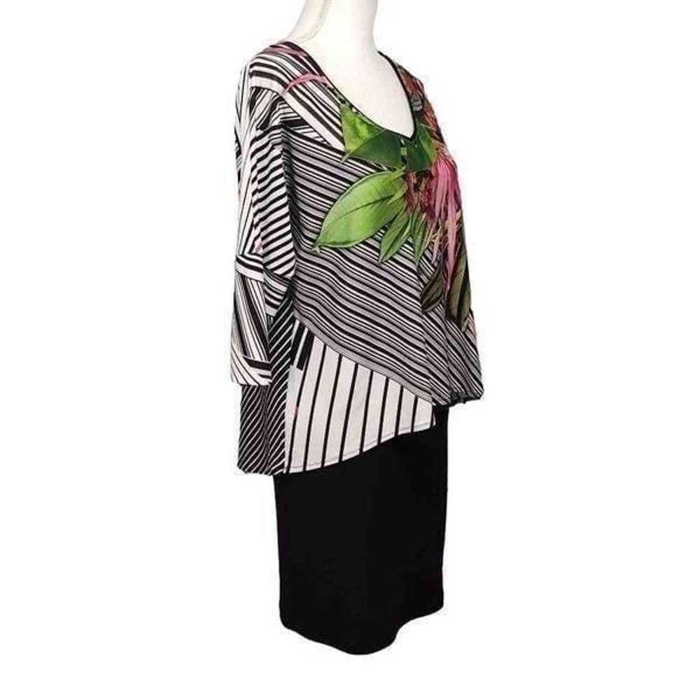 Joseph Ribkoff Tropical Floral & Black Dress Size… - image 2