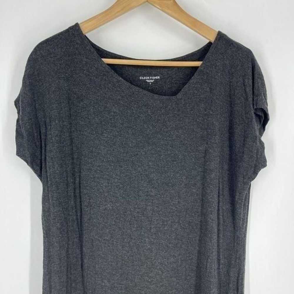 Eileen Fisher Dress Size Small Charcoal Gray V Ne… - image 2