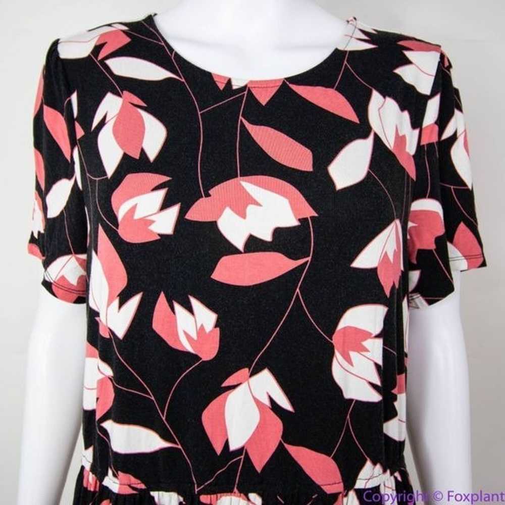 Modcloth black pink floral print short sleeve dre… - image 2