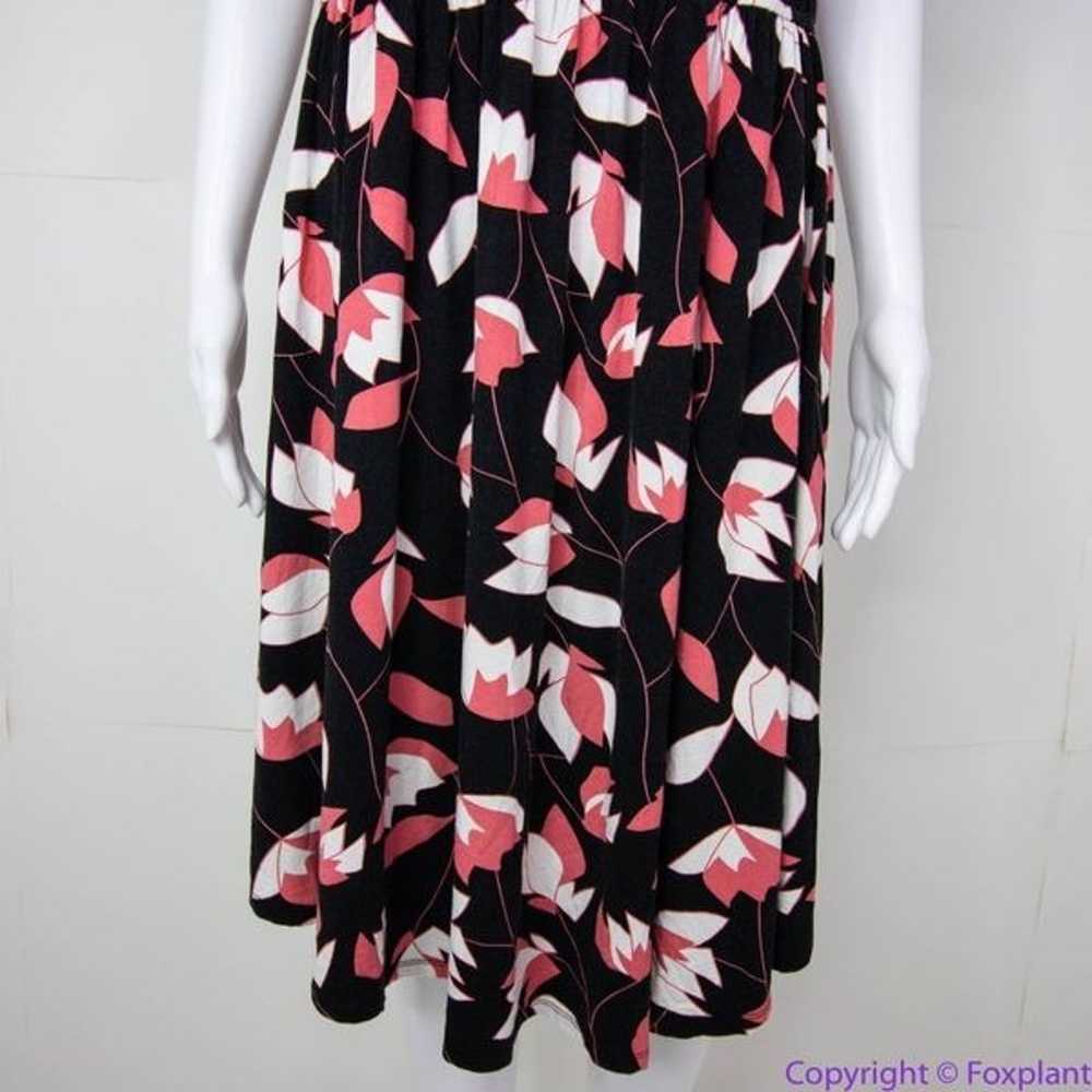Modcloth black pink floral print short sleeve dre… - image 3