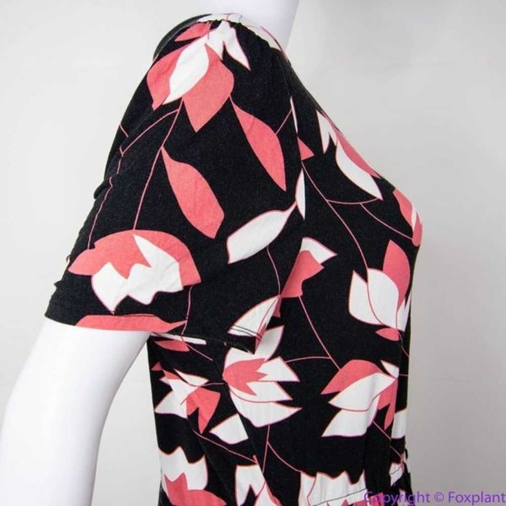 Modcloth black pink floral print short sleeve dre… - image 7