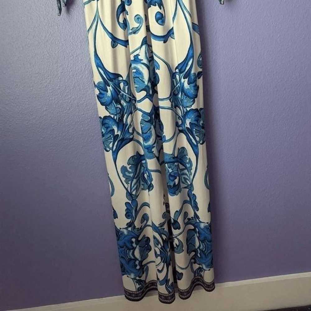 Women's Boston Proper Maxi Dress White Blue Flora… - image 7