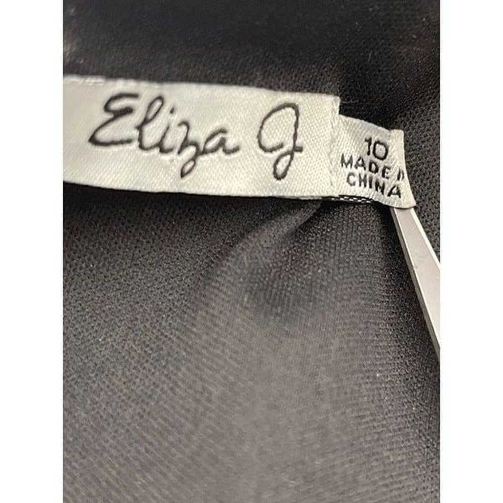 Eliza J Black Satin Embellished Neckline Sheath D… - image 11