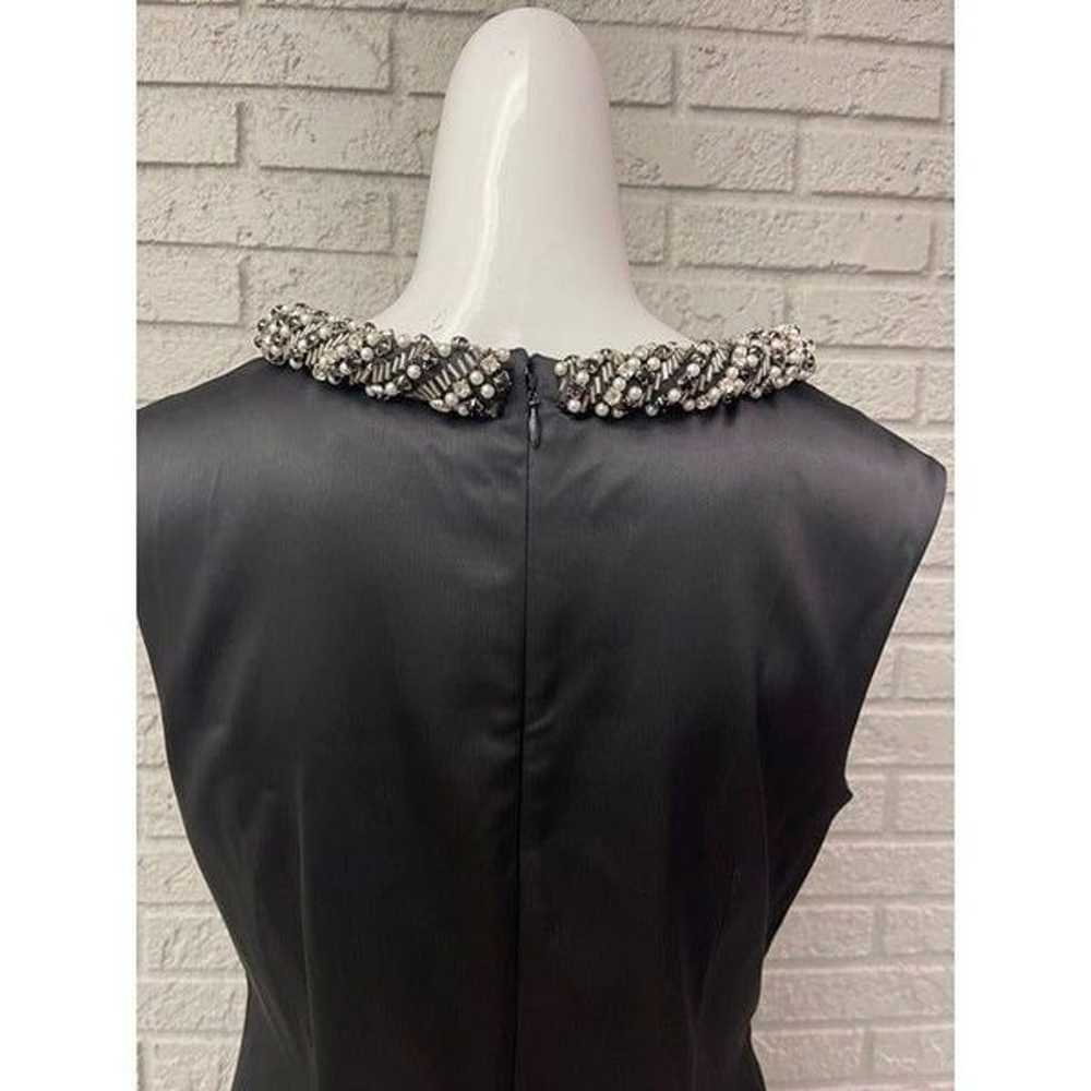 Eliza J Black Satin Embellished Neckline Sheath D… - image 5