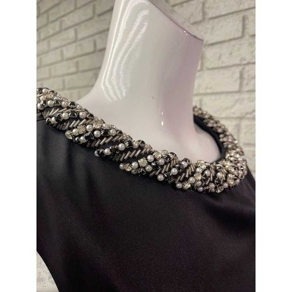 Eliza J Black Satin Embellished Neckline Sheath D… - image 9