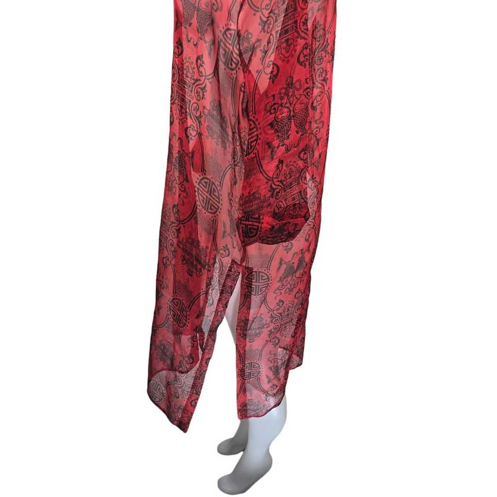Chico's Design Sheer Asian Inspired 100% Silk Red… - image 3