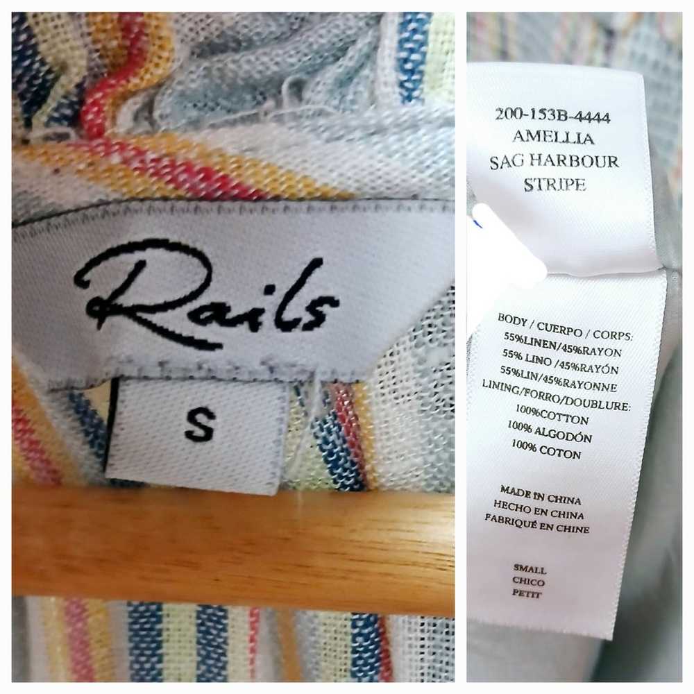 Rails SZ S Amellia Sag Harbour Stripe Dress Linen… - image 7