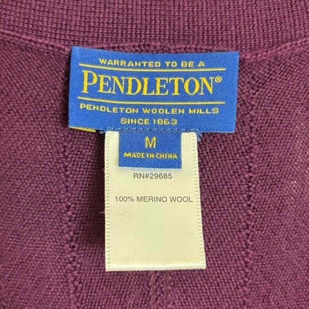 Pendleton 100% Merino Wool Eggplant Purple V Neck… - image 9