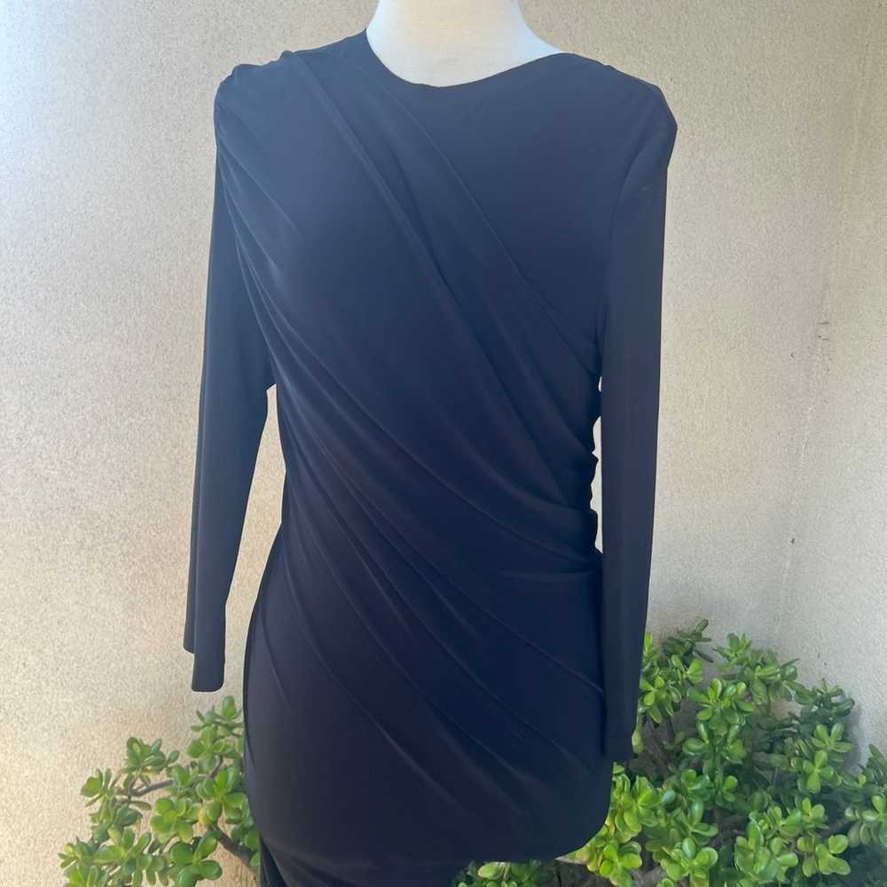 Norma Kamali Maxi Dress Black Ruched Bodycon 40/L… - image 2
