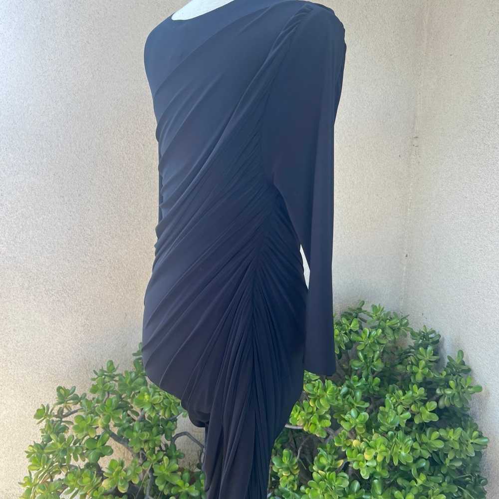 Norma Kamali Maxi Dress Black Ruched Bodycon 40/L… - image 3