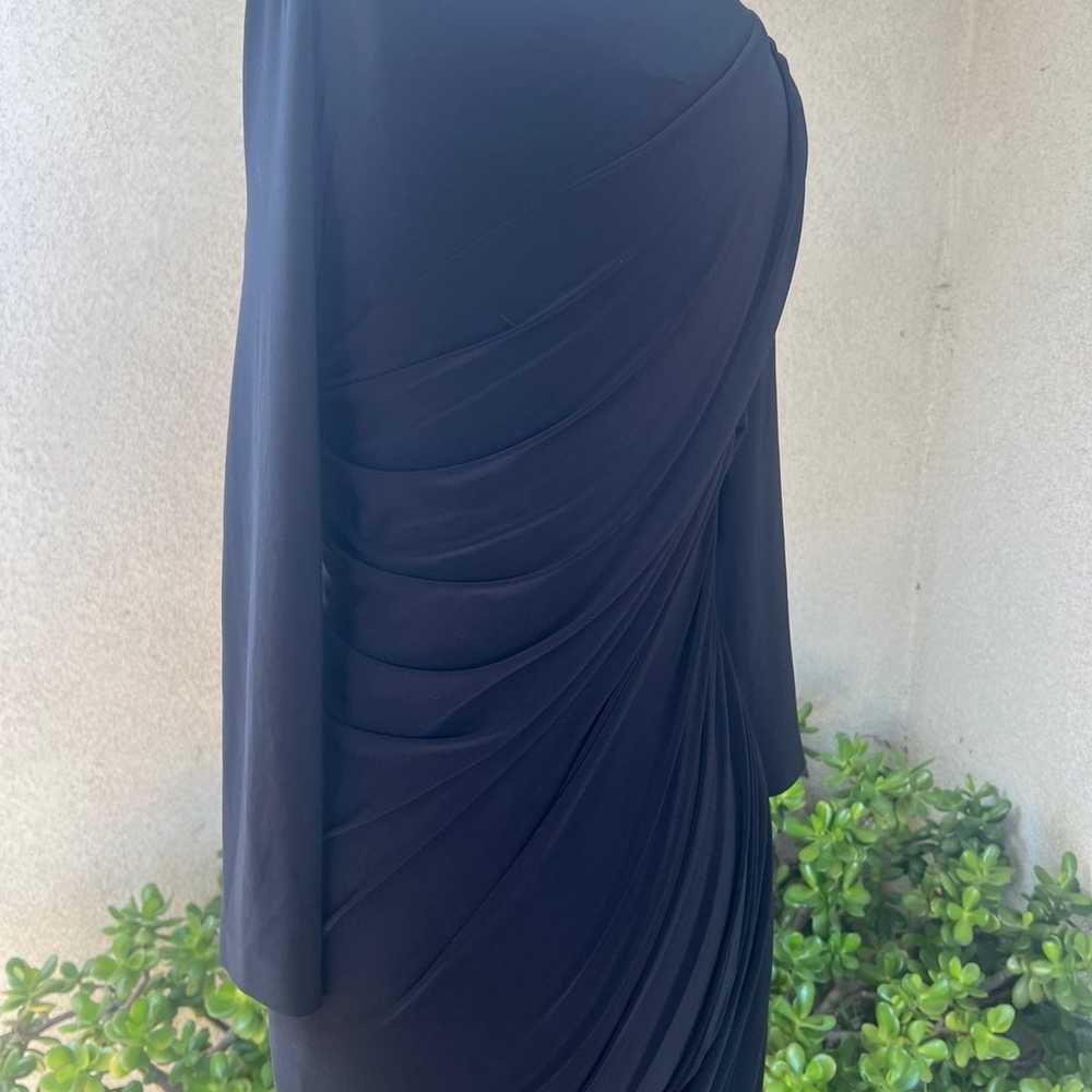 Norma Kamali Maxi Dress Black Ruched Bodycon 40/L… - image 4