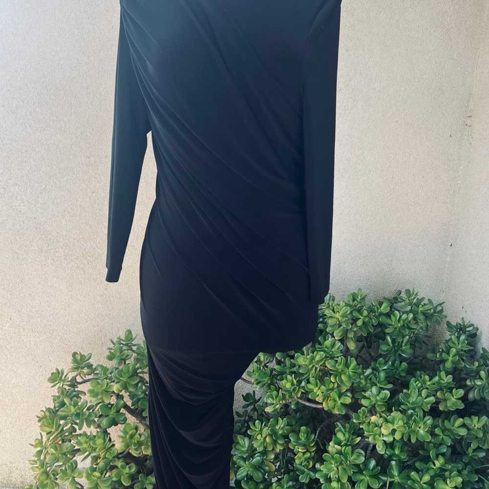Norma Kamali Maxi Dress Black Ruched Bodycon 40/L… - image 5
