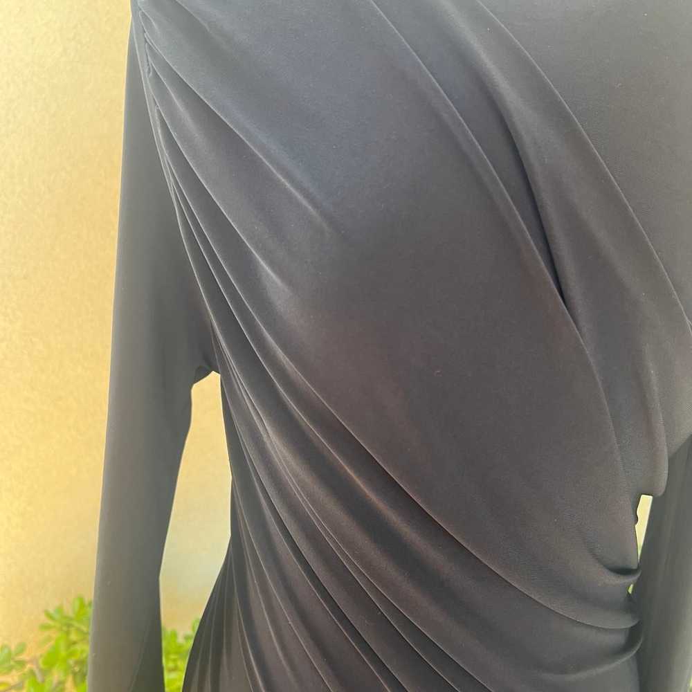 Norma Kamali Maxi Dress Black Ruched Bodycon 40/L… - image 6