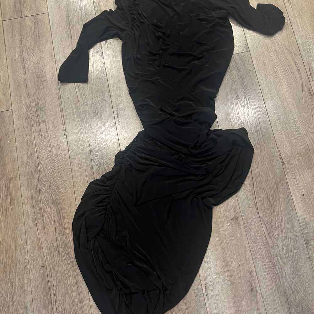 Norma Kamali Maxi Dress Black Ruched Bodycon 40/L… - image 8