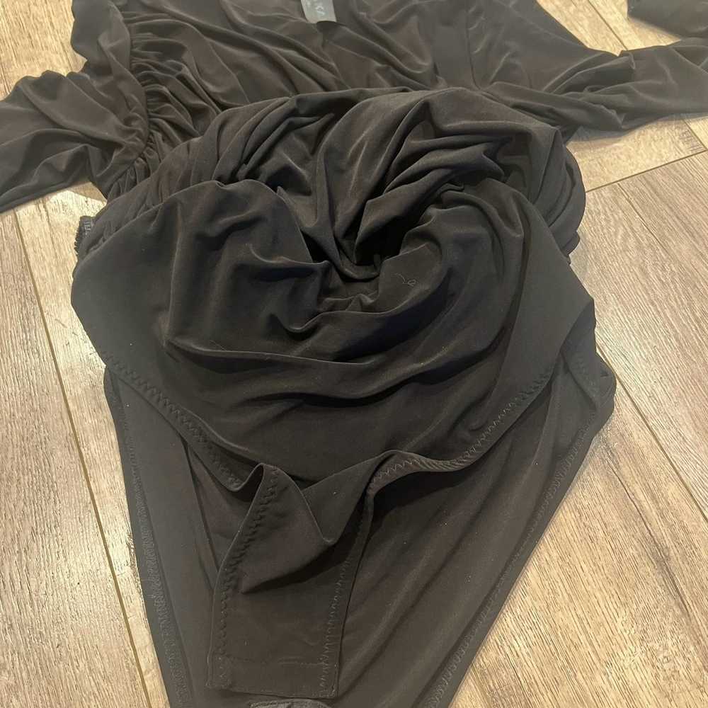 Norma Kamali Maxi Dress Black Ruched Bodycon 40/L… - image 9