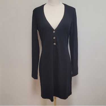 Reformation Jani Long Sleeve Ribbed Knit Dress Bl… - image 1