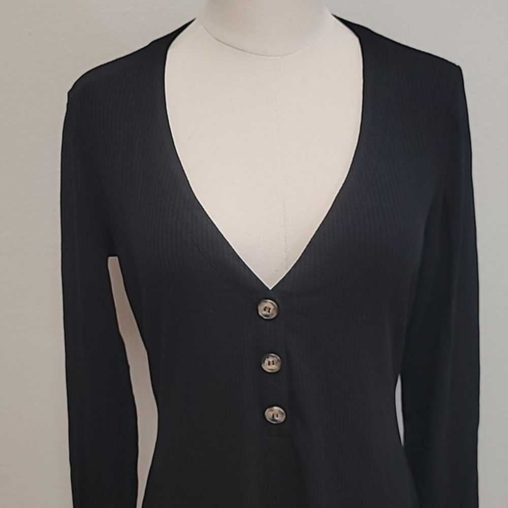 Reformation Jani Long Sleeve Ribbed Knit Dress Bl… - image 2