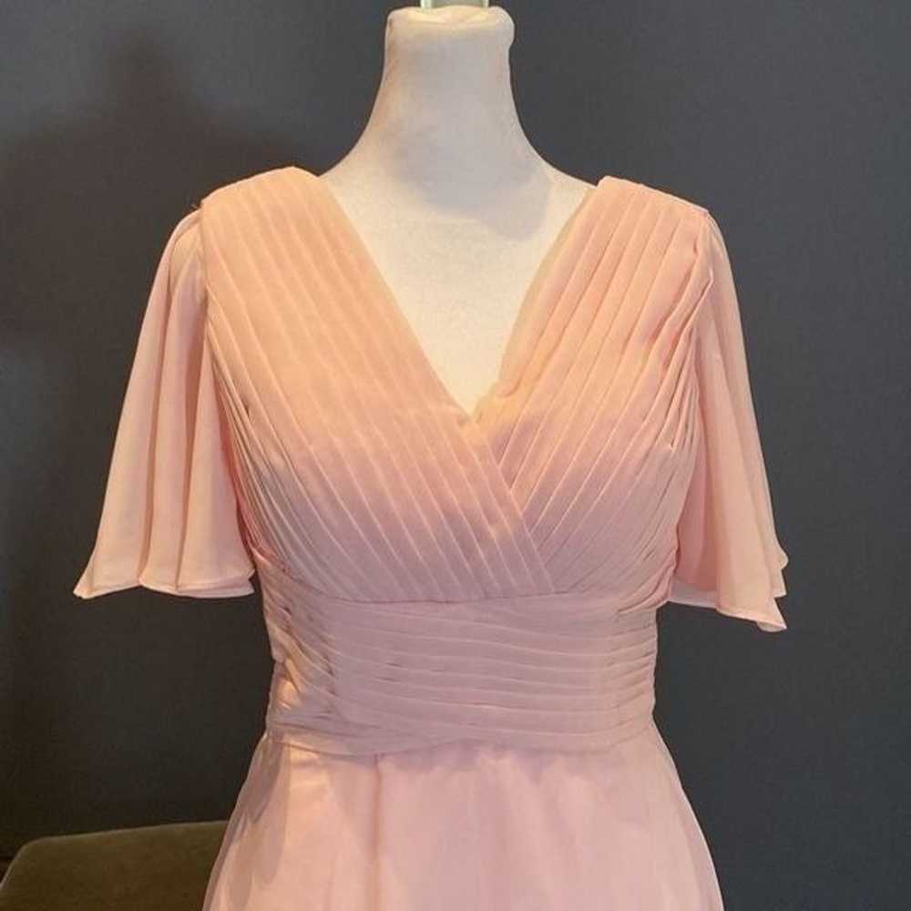 Pink High Low Ruffle Sleeve Pleated Dress Formal … - image 2