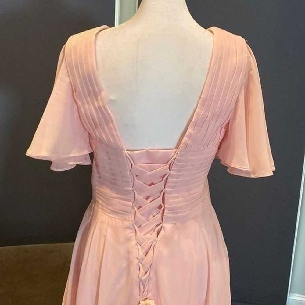 Pink High Low Ruffle Sleeve Pleated Dress Formal … - image 5