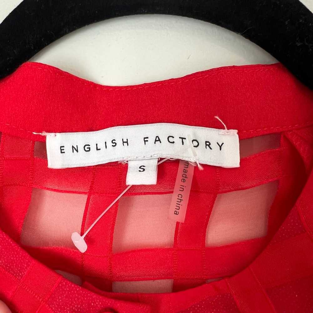 English Factory Red Sheer Checkered Organza Long … - image 3