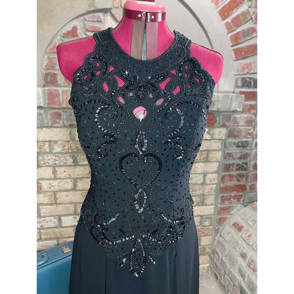 formal dress prom beaded black cutout neckline - image 3