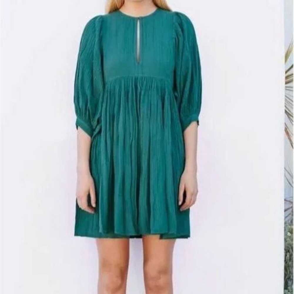 Anthropologie Sundry Teal Balloon Sleeve Tunic Dr… - image 1