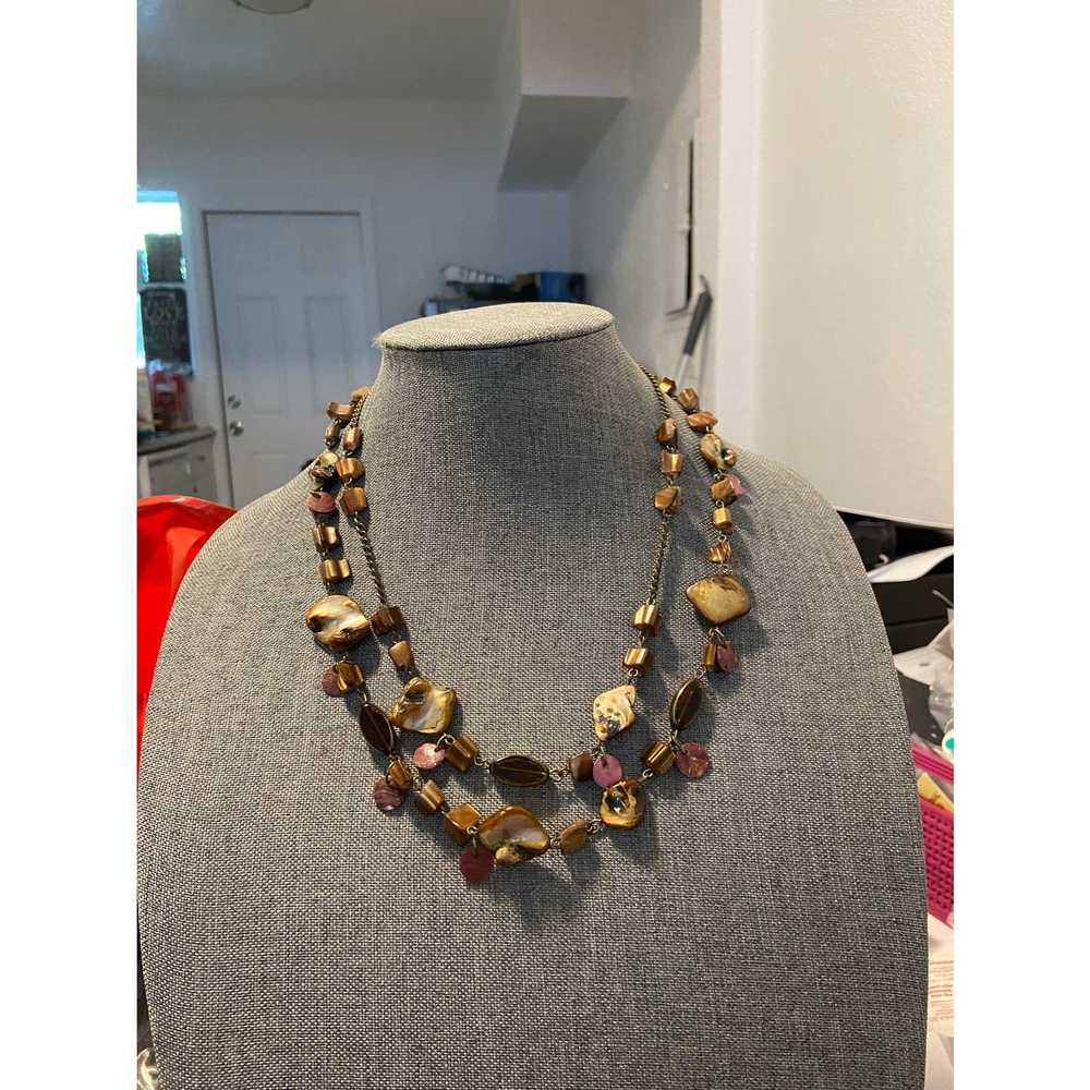 Generic Brown mother of pearl and tigers eye laye… - image 1
