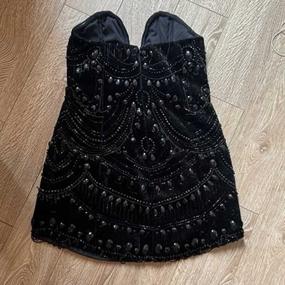 ASOS black velvet strapless embellished mini dress - image 3