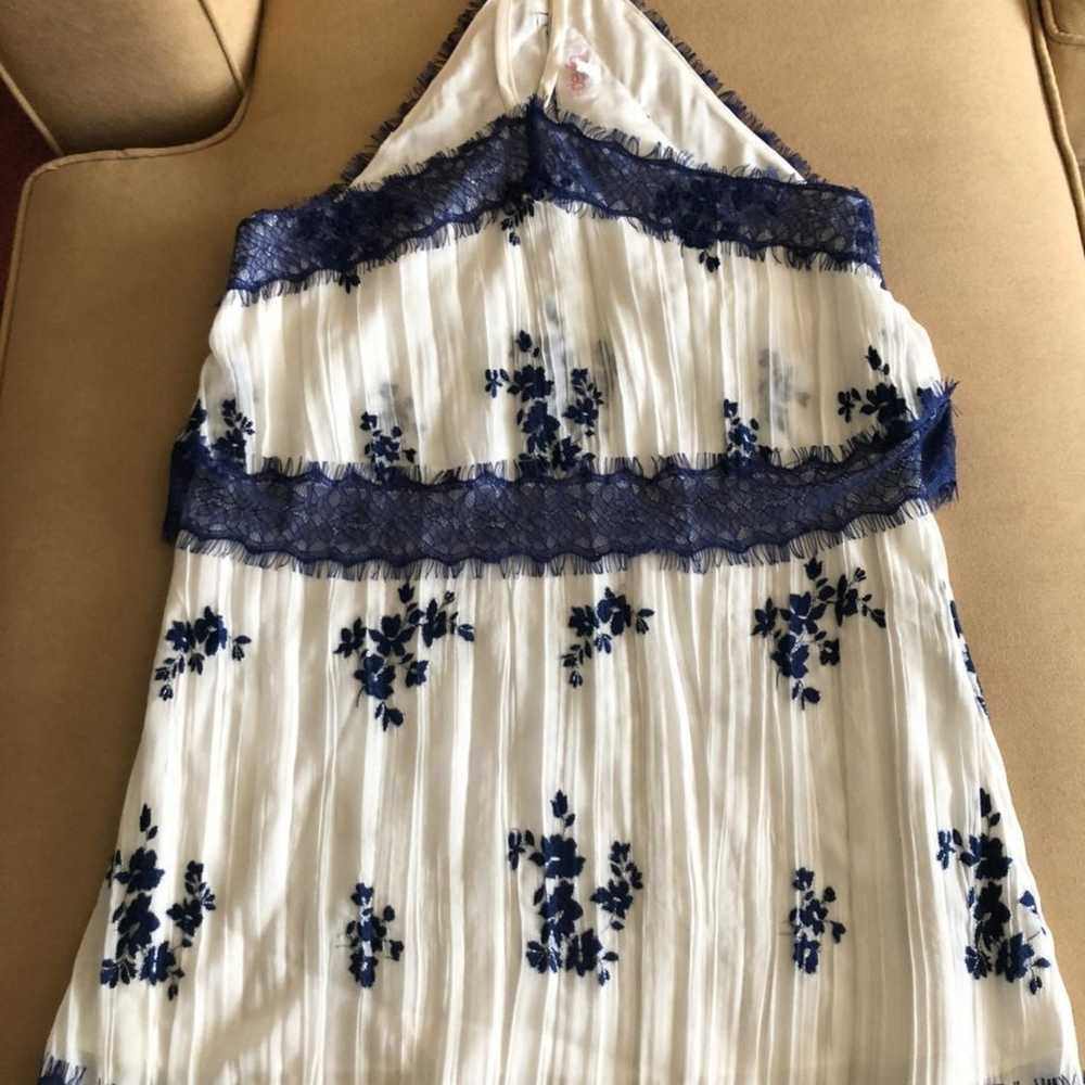 White Blue Chiffon Halter Dress - image 2
