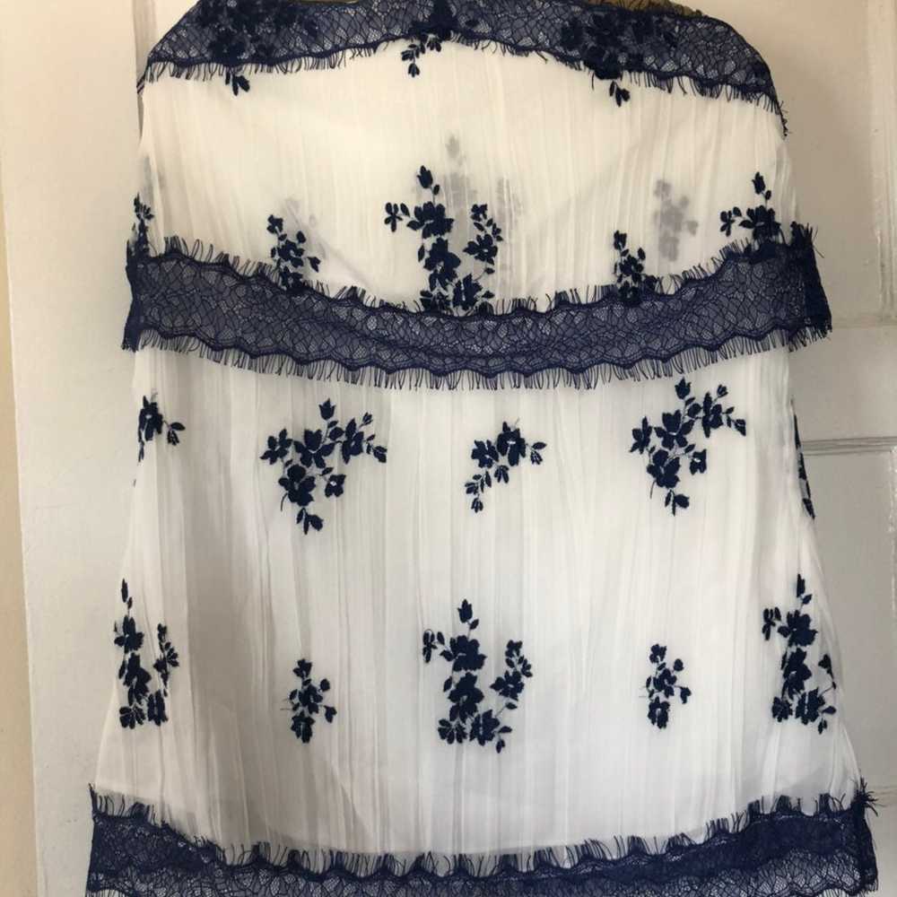 White Blue Chiffon Halter Dress - image 4