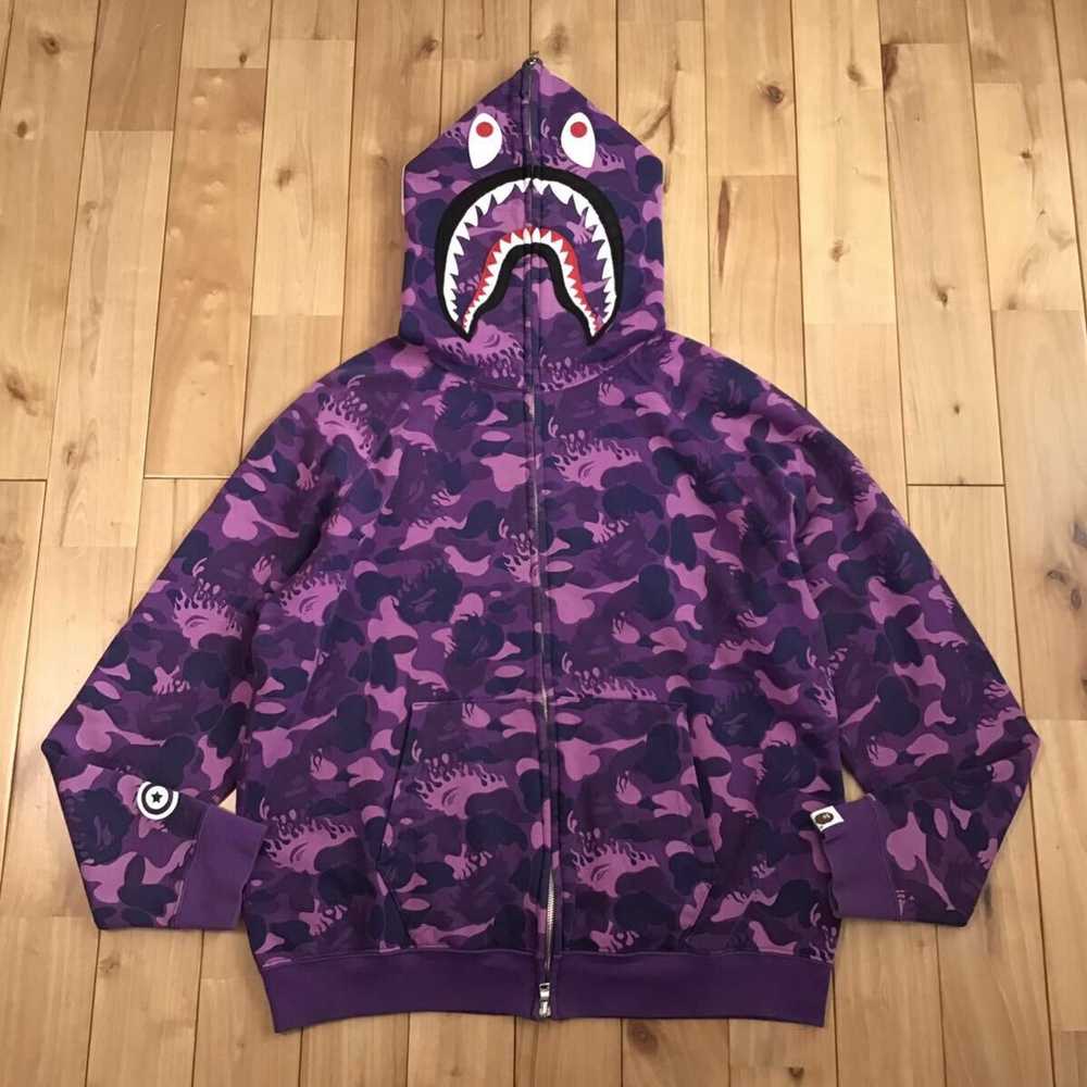 Bape × Nigo BAPE Fire camo shark full zip hoodie … - image 1