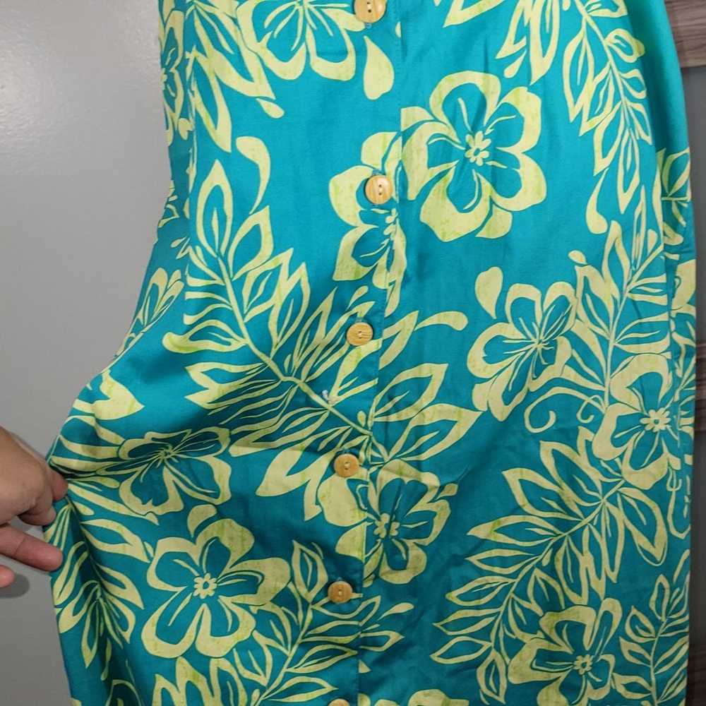 KARYL Kaye Hawaiian dress MuuMuu Aloha Print Butt… - image 5