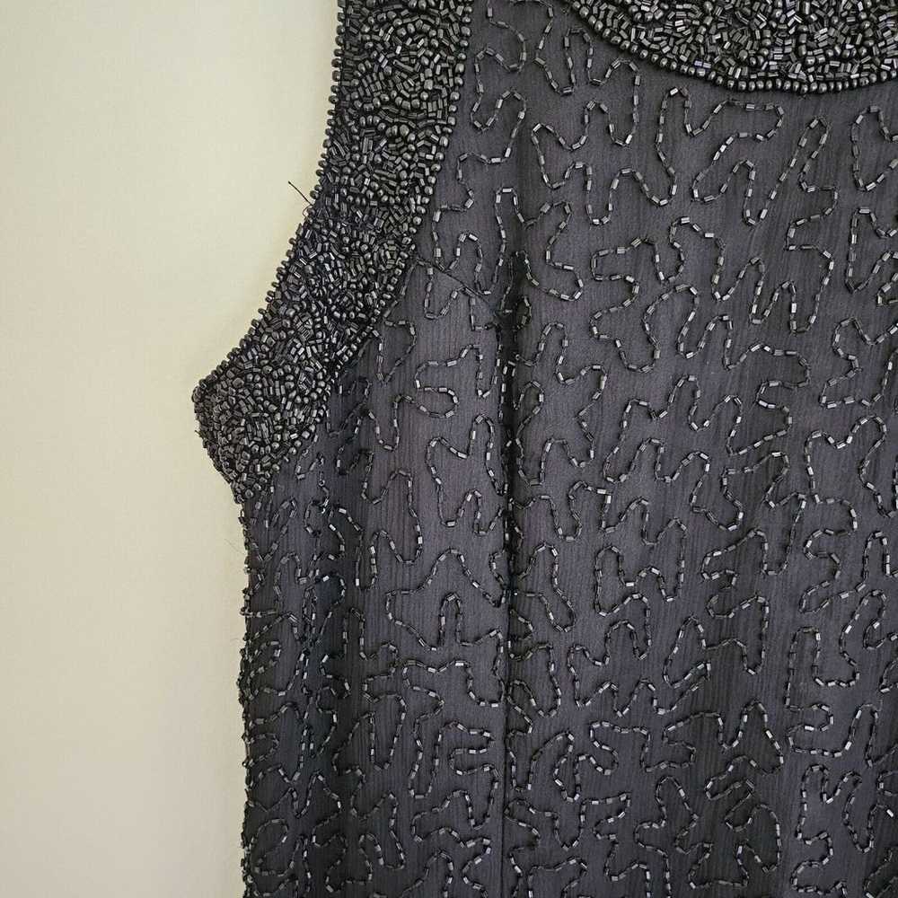 Stunning vintage beaded gown, Black silk and jet … - image 4