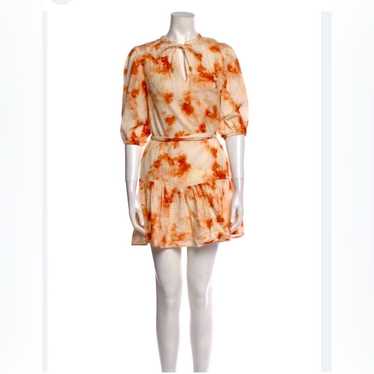 Jonathan Simkhai Opal Tie Dye Dress Orange and Wh… - image 1