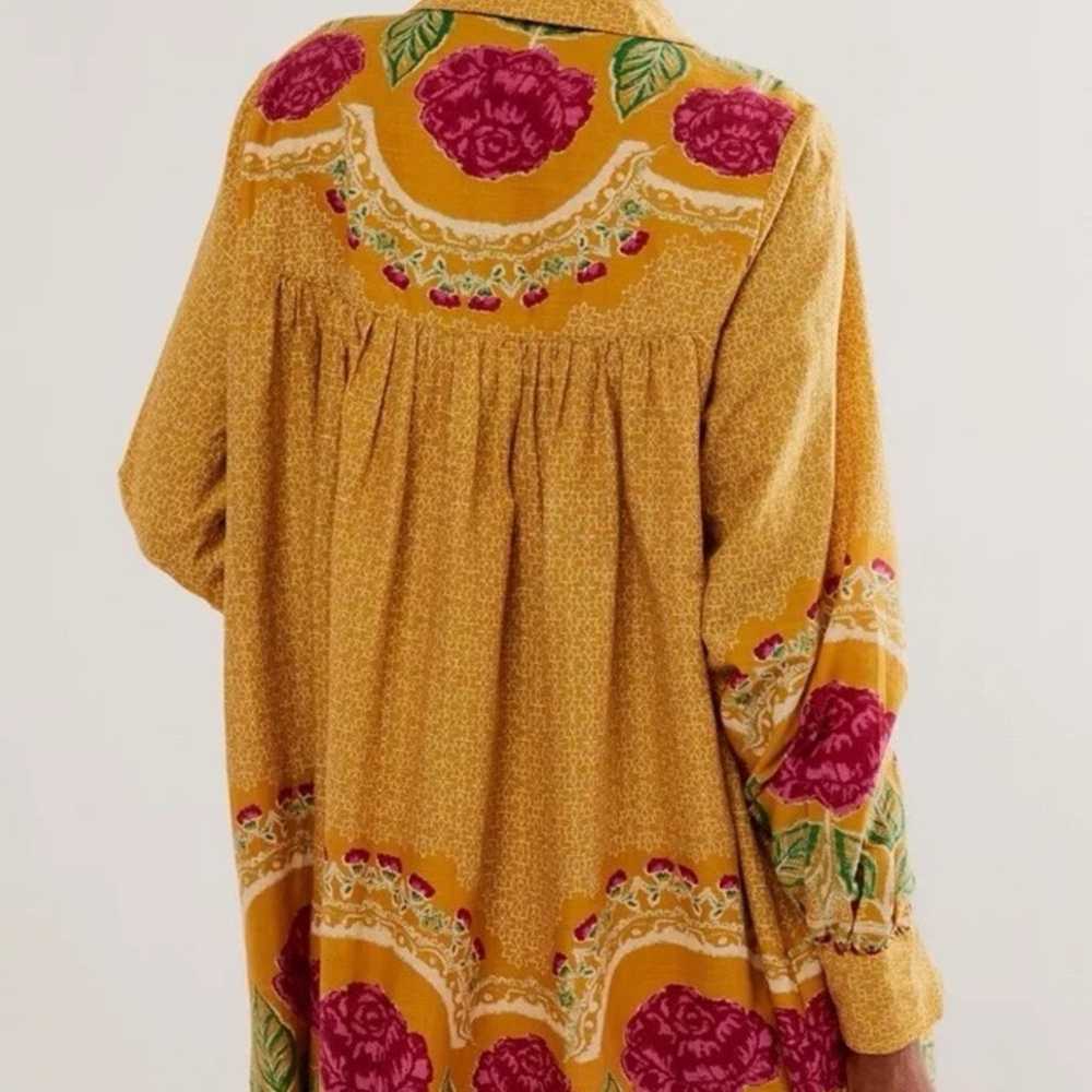 Free People Smell The Roses Mini Dress Button Fro… - image 2