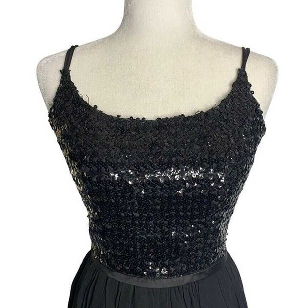 Vintage 50s Sequin Evening Swing Dress S Black Sl… - image 2