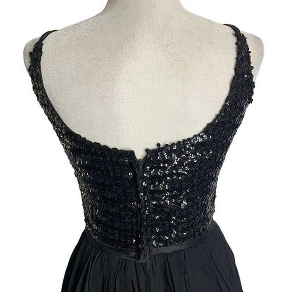 Vintage 50s Sequin Evening Swing Dress S Black Sl… - image 5