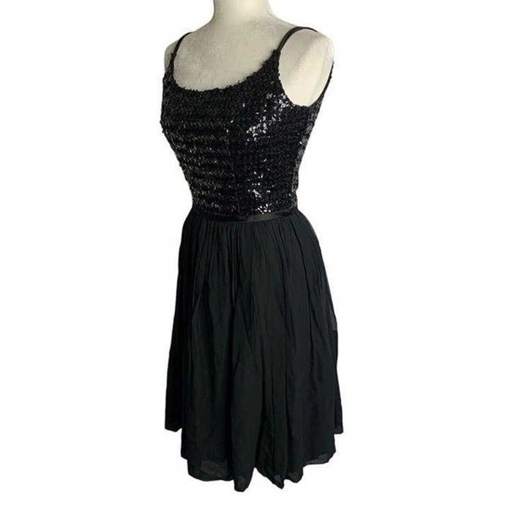 Vintage 50s Sequin Evening Swing Dress S Black Sl… - image 7