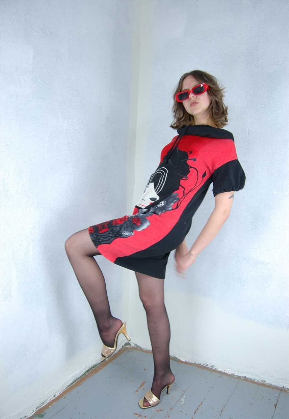 Vintage y2k mini festival capri abstract dress in… - image 2