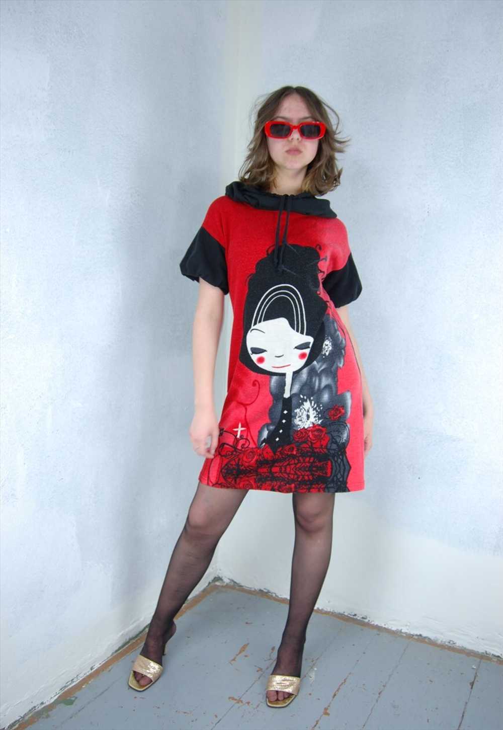 Vintage y2k mini festival capri abstract dress in… - image 3
