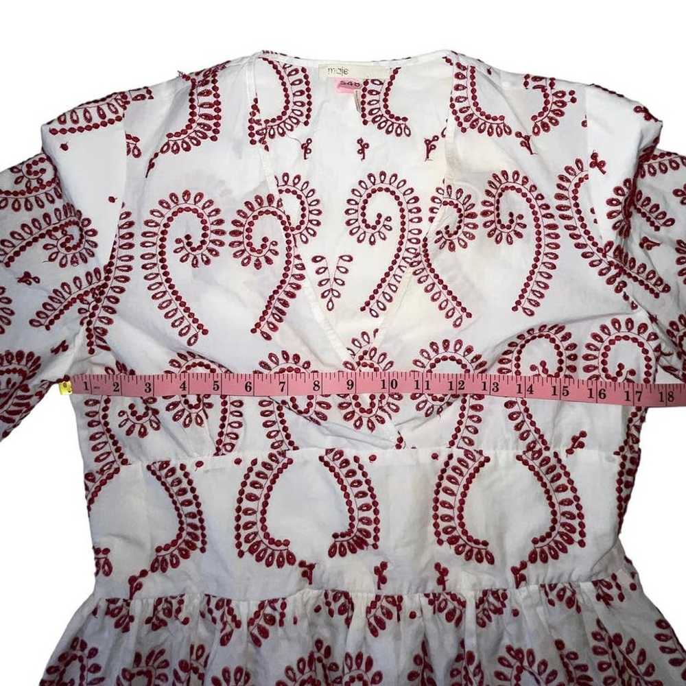 Maje Rember Red Embroidered Tie Short Sleeve Whit… - image 10