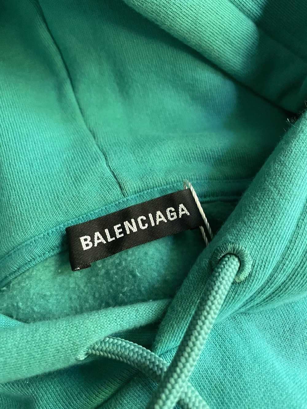 Balenciaga Balenciaga Teal Logo Oversized Hoodie - image 10