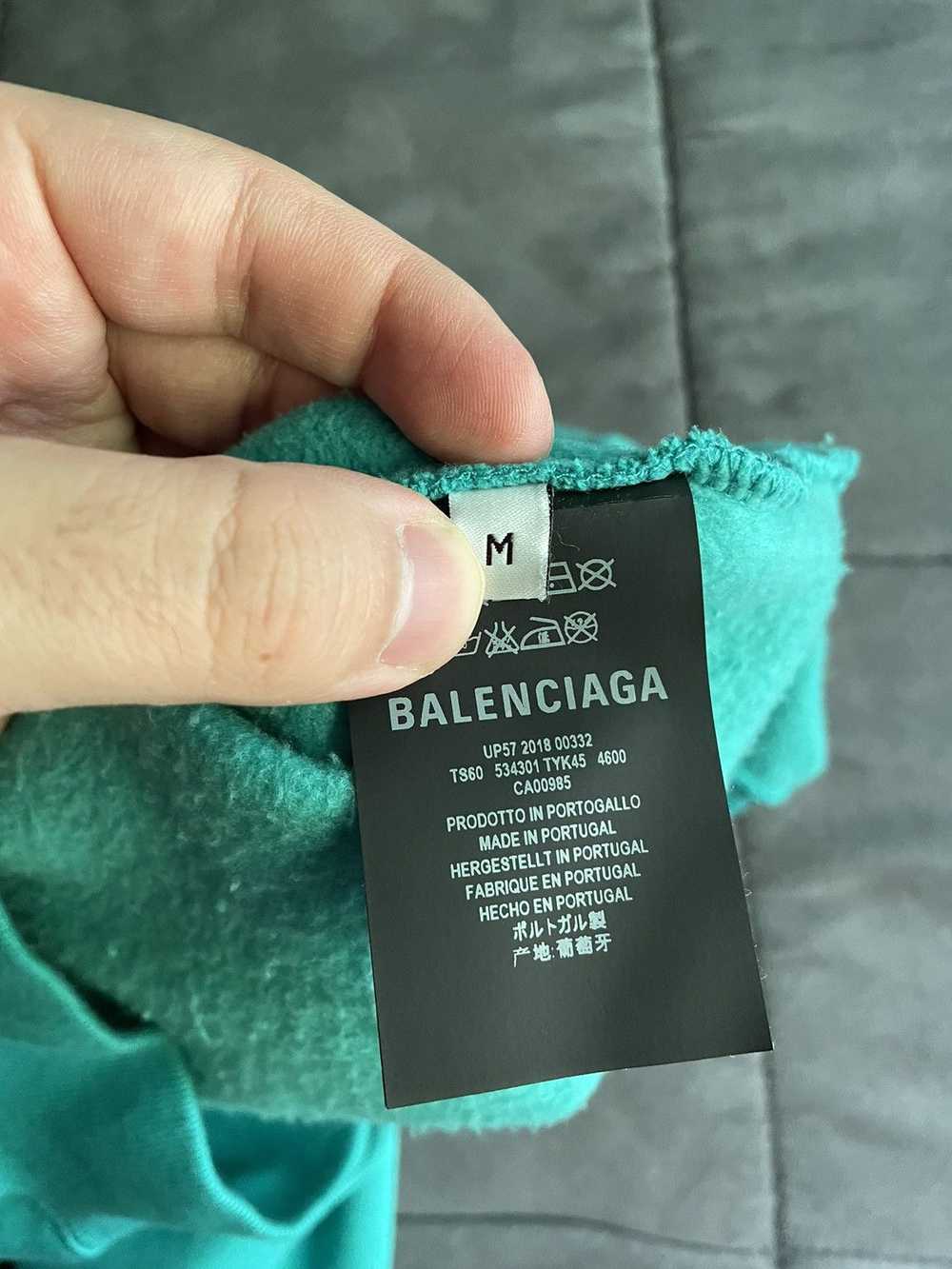 Balenciaga Balenciaga Teal Logo Oversized Hoodie - image 11