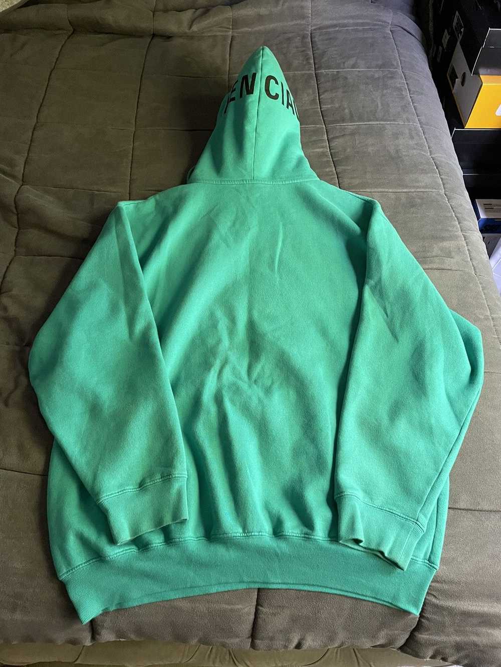 Balenciaga Balenciaga Teal Logo Oversized Hoodie - image 2