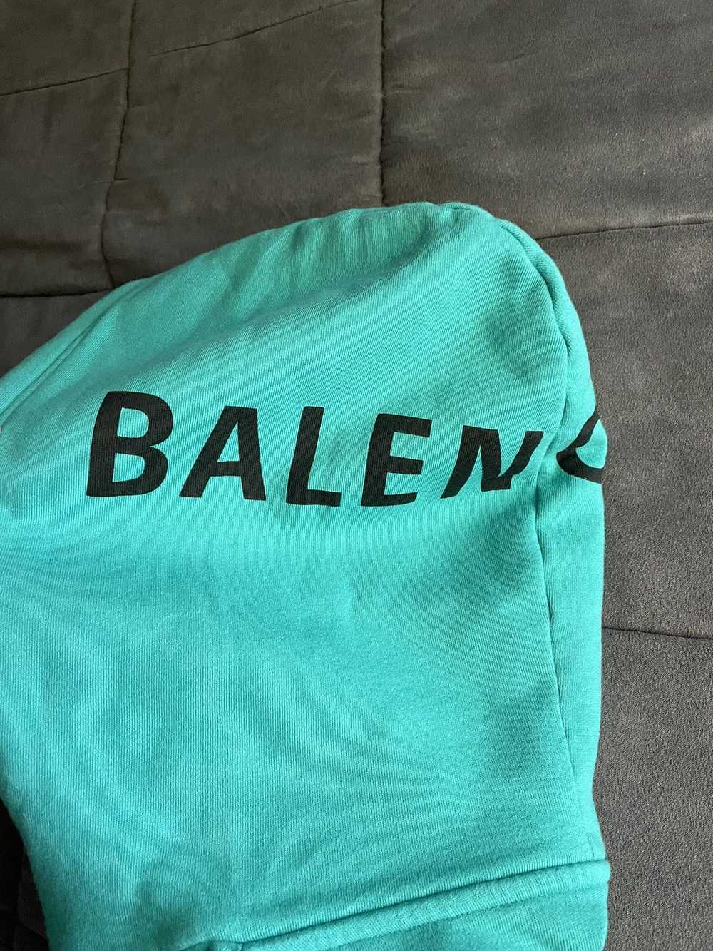 Balenciaga Balenciaga Teal Logo Oversized Hoodie - image 3