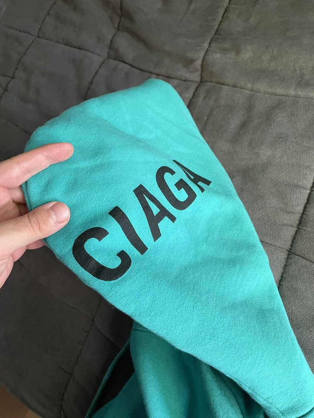 Balenciaga Balenciaga Teal Logo Oversized Hoodie - image 4