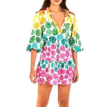 FARM Rio Size Medium Rainbow Smiley Mini Dress Ha… - image 1