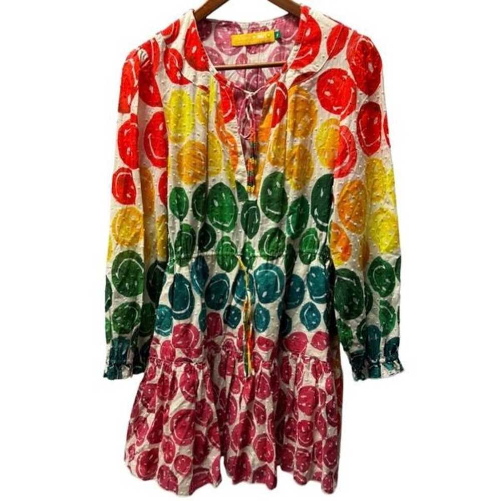FARM Rio Size Medium Rainbow Smiley Mini Dress Ha… - image 5